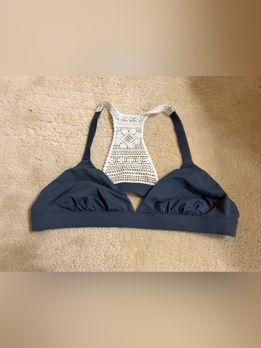 aerie Crochet Racerback Bralette - Navy & White